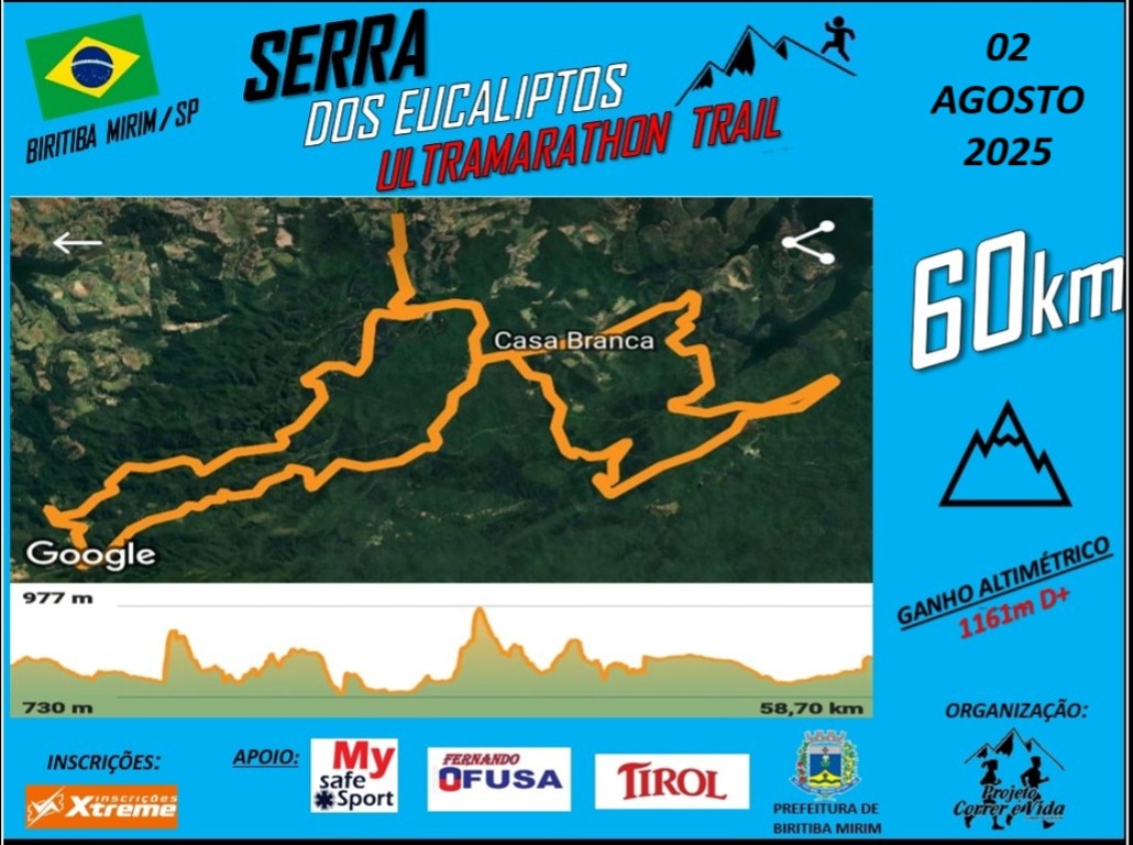 KIT COMPLETO COM CAMISETA ULTRA 60KM MASCULINO E FEMININO 60+