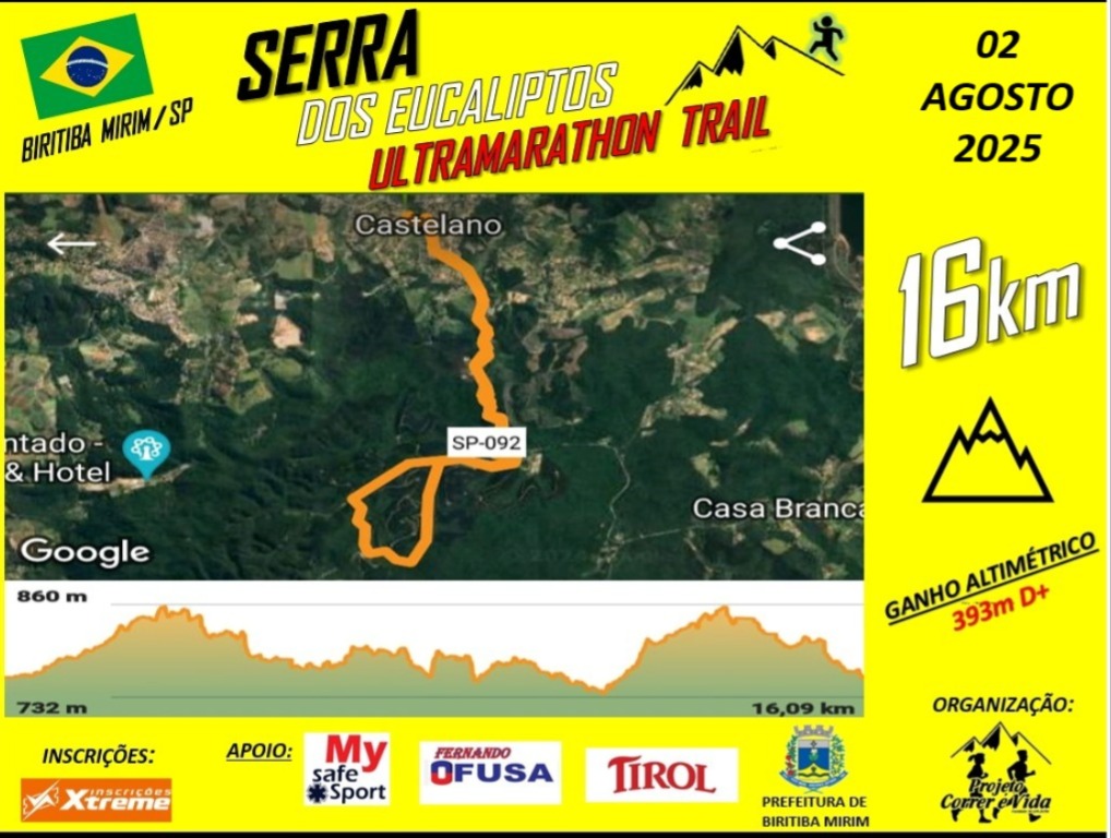 KIT COMPLETO COM CAMISETA  16KM MASCULINO E FEMININO 60+