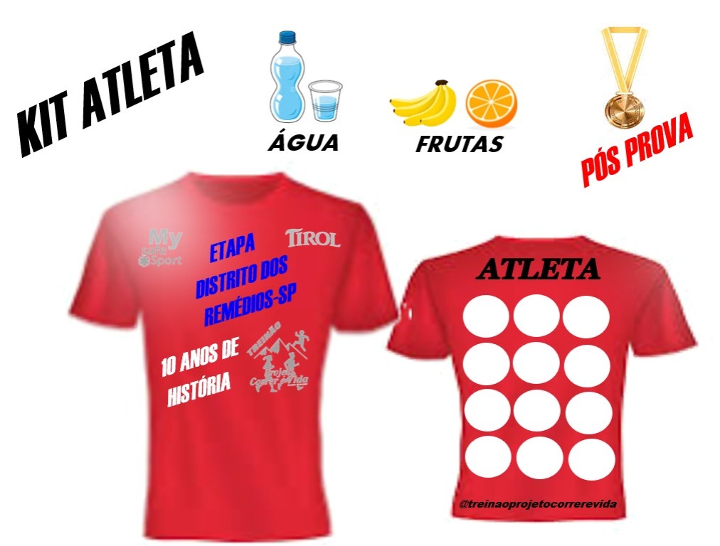 KIT BÁSICO SEM CAMISETA CAMINHADA 5KM - MASCULINO E FEMININO (TODOS)