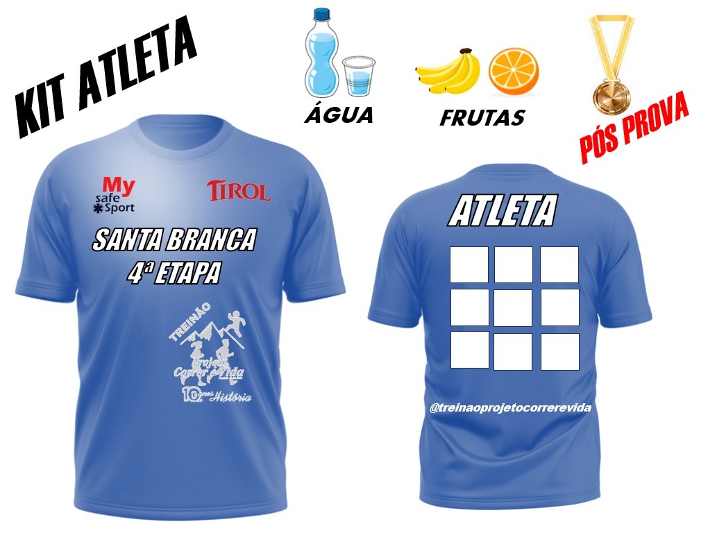KIT COMPLETO COM CAMISETA PERCURSO LONGO 20KM - MASCULINO E FEMININO