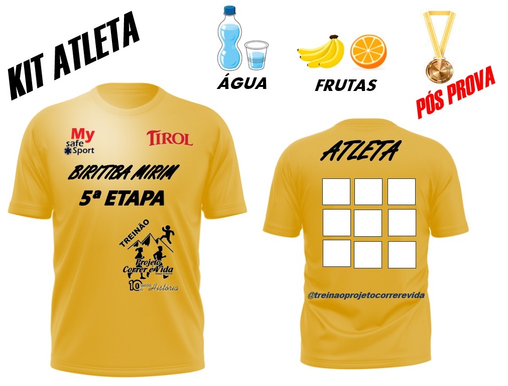 KIT COMPLETO COM CAMISETA PERCURSO MÉDIO 13KM - MASCULINO E FEMININO 60+ ANOS